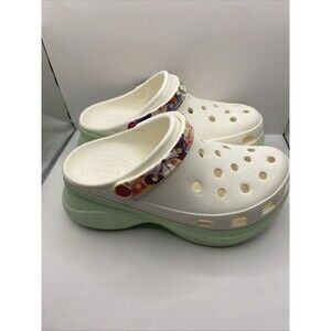 CROCS Bay Wildflower Clog 211184 Chalk WHITE Woman Size 9 Super Clean!